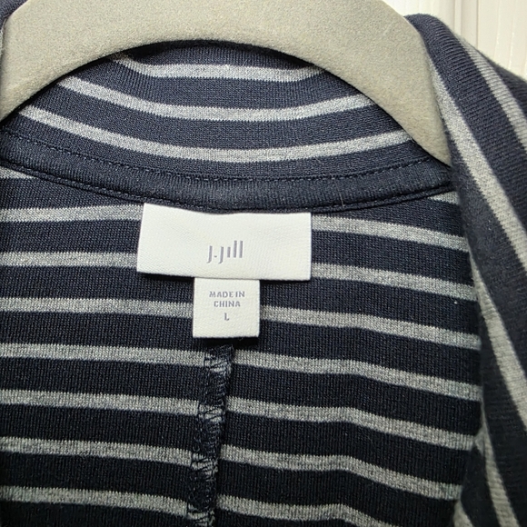 J. Jill Single Breasted Navy Striped Cotton Blend Blazer Jacket Size L - Picture 10 of 10